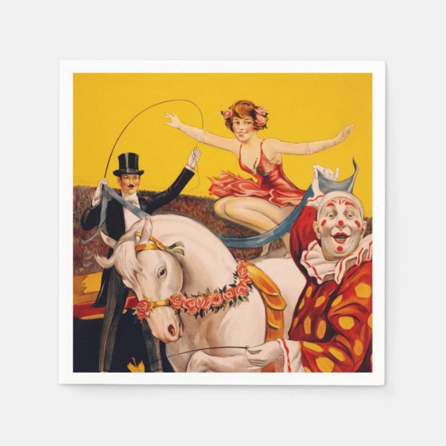 Vintage Colourful Circus Performer Poster Napkin (Front)
