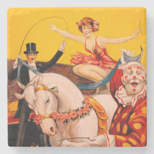 Vintage Colourful Circus Performer Poster Stone Coaster