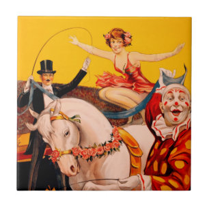 Vintage Colourful Circus Performer Poster Tile
