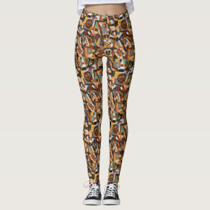 Vintage Colourful Crazy Quilt Leggings