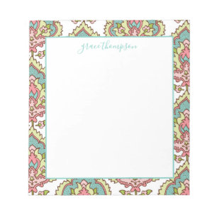Vintage Colourful Damask Pattern Notepad