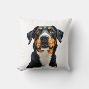Vintage Colourful Dog Portrait Illustration Retro Cushion
