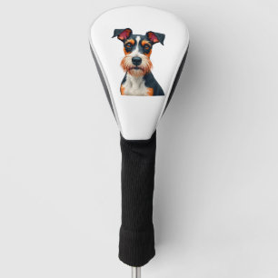 Vintage Colourful Dog Portrait Illustration Retro Golf Head Cover