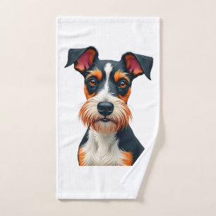 Vintage Colourful Dog Portrait Illustration Retro  Hand Towel