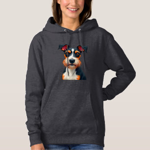 Vintage Colourful Dog Portrait Illustration Retro  Hoodie