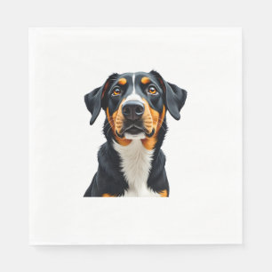 Vintage Colourful Dog Portrait Illustration Retro Napkin