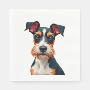 Vintage Colourful Dog Portrait Illustration Retro Napkin