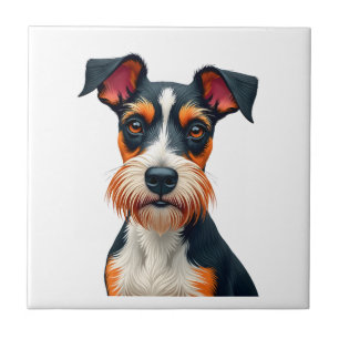 Vintage Colourful Dog Portrait Illustration Retro Tile