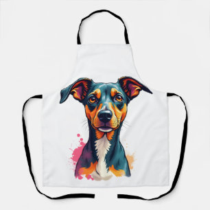 Vintage Colourful Dog Portrait Pop Art Illustratio Apron