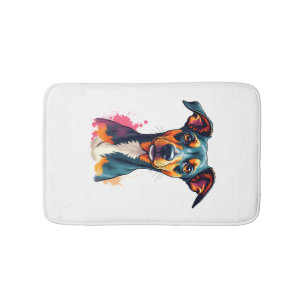 Vintage Colourful Dog Portrait Pop Art Illustratio Bath Mat