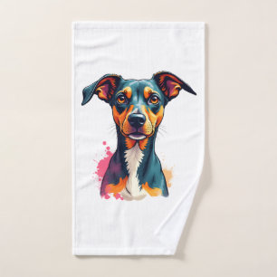 Vintage Colourful Dog Portrait Pop Art Illustratio Hand Towel