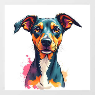Vintage Colourful Dog Portrait Pop Art Illustratio Window Cling