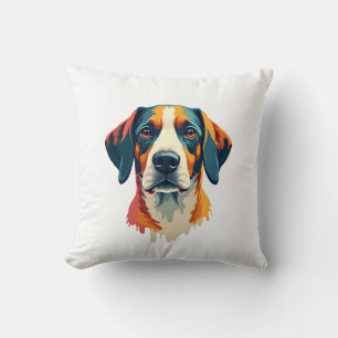 Vintage Colourful Dog Portrait Pop Art Style Pet I Cushion