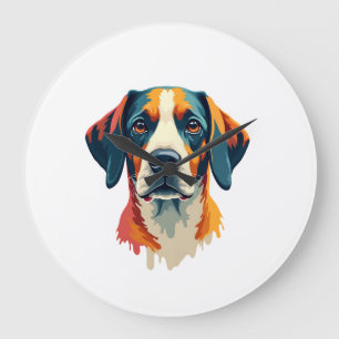 Vintage Colourful Dog Portrait Pop Art Style Pet I Large Clock