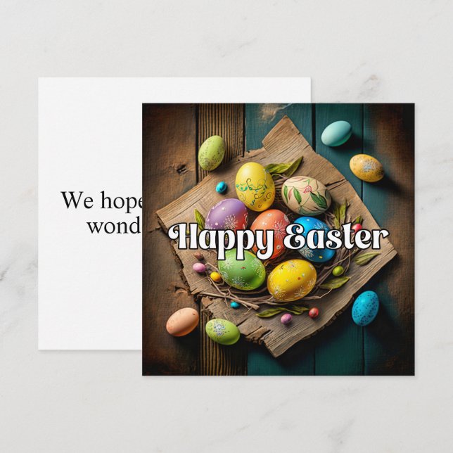 Vintage Colourful Easter Egg Collage Card (Front/Back)