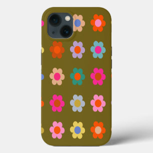Vintage Colourful Floral Abstract Retro Flowers iPhone 13 Case