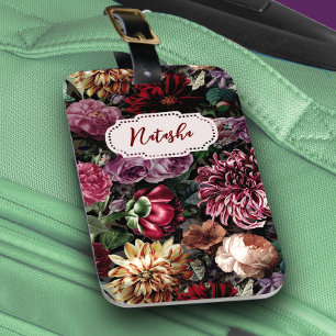 Vintage colourful Floral monogrammed Luggage Tag