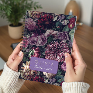 Vintage Colourful Floral Monogrammed Notebook
