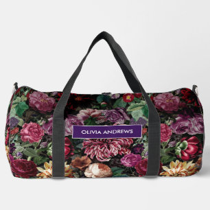 Vintage colourful Floral monogrammed Printed Slin Duffle Bag