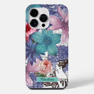 Vintage Colourful Floral Name iPhone 14 Pro Max Case