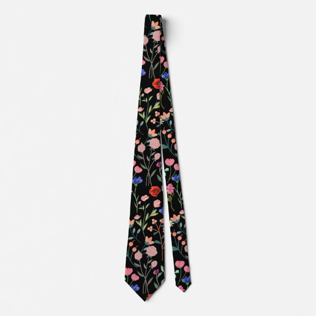 Vintage Colourful Floral Pattern VCFP2301 Tie (Front)