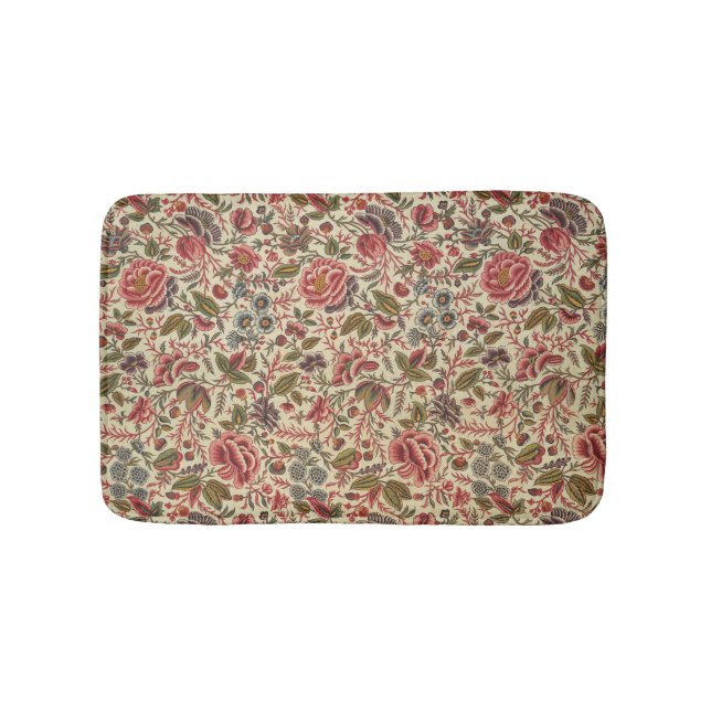 Vintage Colourful Floral Print Bath Mat (Front)