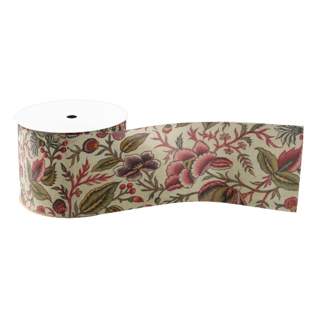 Vintage Colourful Floral Print Grosgrain Ribbon (Spool)