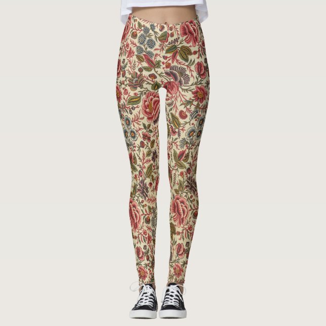 Vintage Colourful Floral Print Leggings (Front)