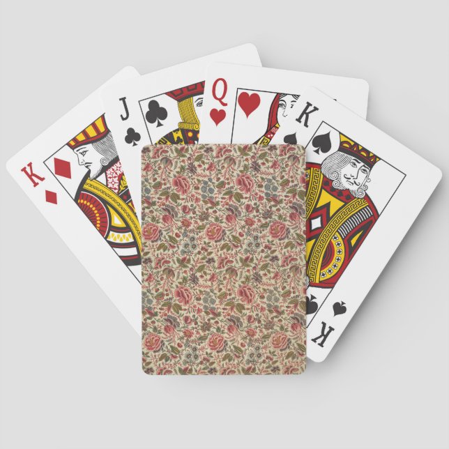 Vintage Colourful Floral Print Playing Cards (Back)