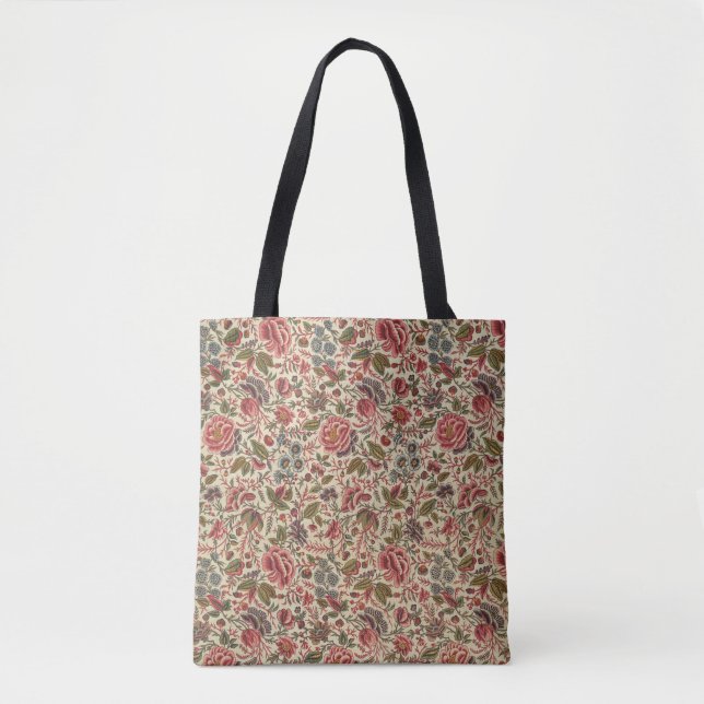 Vintage Colourful Floral Print Tote Bag (Front)