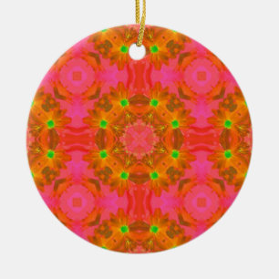 Vintage Colourful Floral Retro Seamless Abstract Ceramic Tree Decoration