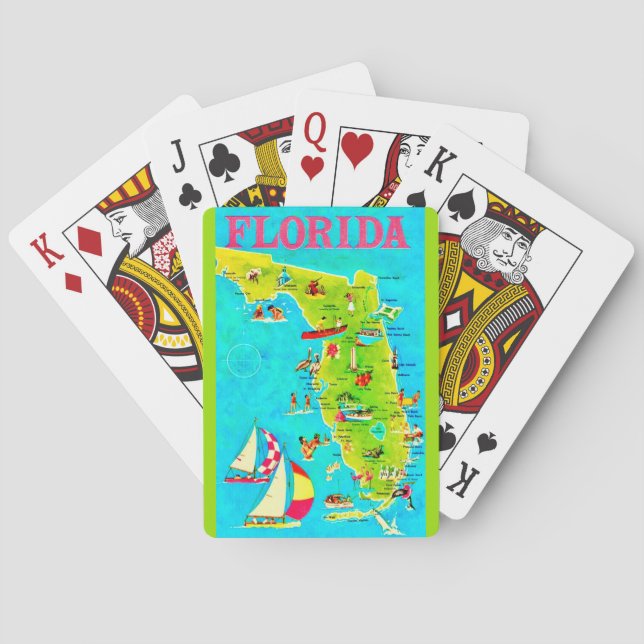 Vintage Colourful Florida Greeting Playing Cards (Back)