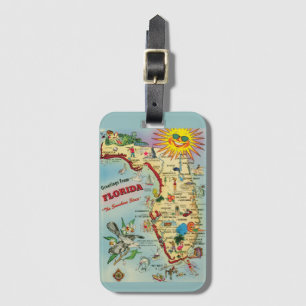 Vintage Colourful Florida Map Luggage Tag