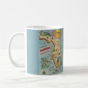 Vintage Colourful Florida Postcard Map Mug