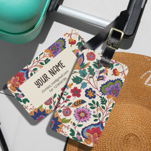 Vintage Colourful Flower Garden Romantic Style Luggage Tag