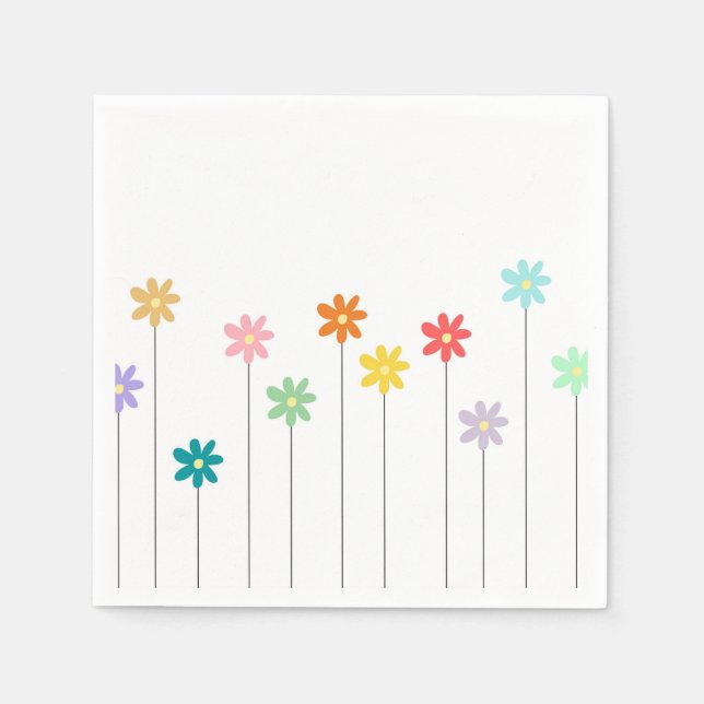 Vintage Colourful Flower Napkin (Front)