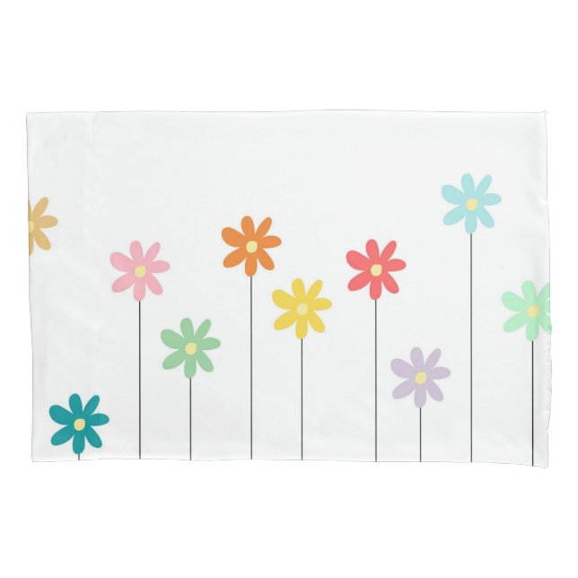 Vintage Colourful Flower Pillowcase (Front)