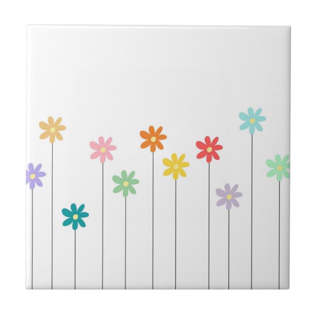 Vintage Colourful Flower Tile (Front)