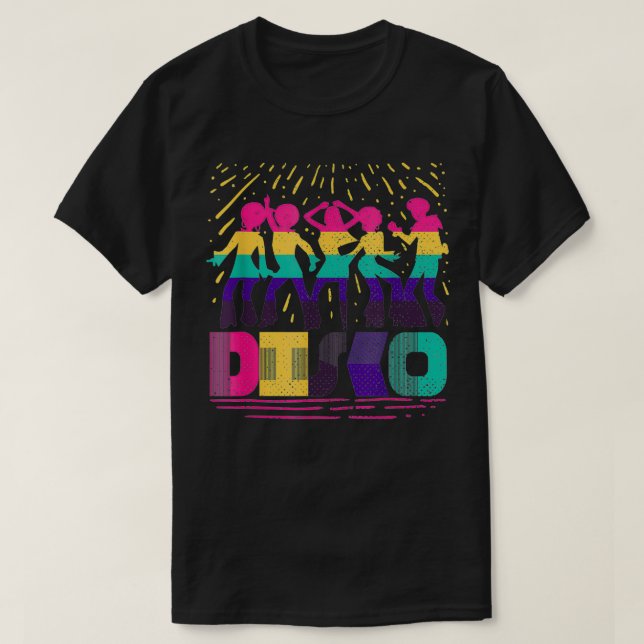 Vintage Colourful Funky 70's Disco Dancing  T-Shirt (Design Front)