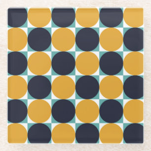 Vintage colourful geometry: circle pattern. glass coaster