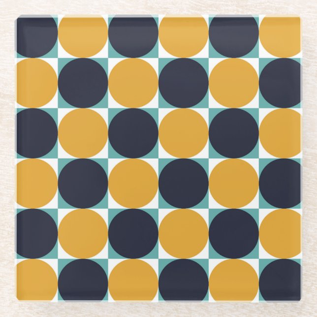 Vintage colourful geometry: circle pattern. glass coaster (Front)