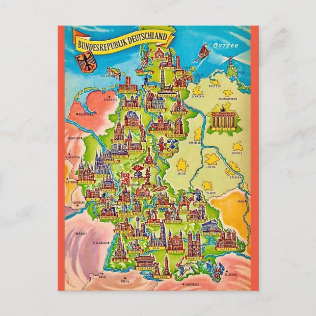 Vintage Colourful Germany Postcard (Front)