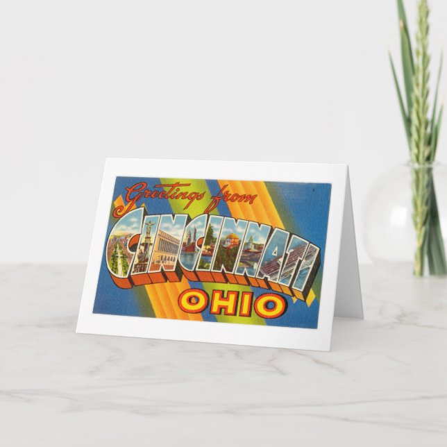 Vintage Colourful Greetings From Cincinnati Ohio Card (Front)