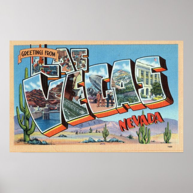 Vintage Colourful Greetings From Las Vegas Nevada  Poster (Front)