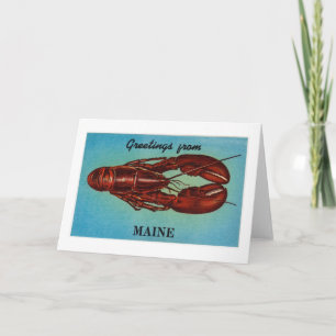 Vintage Colourful Greetings From Maine Lobster Card