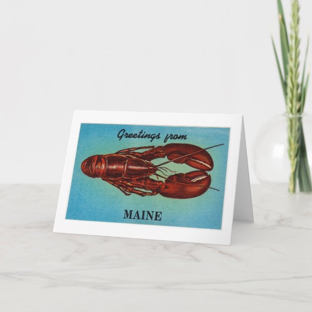 Vintage Colourful Greetings From Maine Lobster Card (Front)