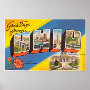 Vintage Colourful Greetings From Ohio Poster