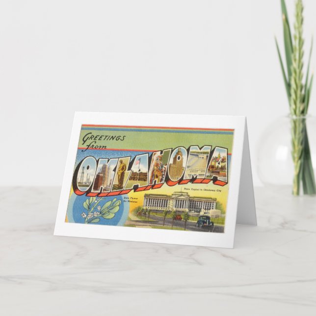 Vintage Colourful Greetings From Oklahoma Card (Front)