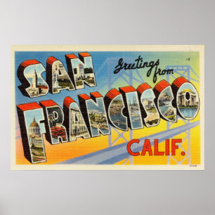 Vintage Colourful Greetings From San Francisco Poster
