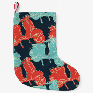 vintage colourful hand drawing motorcycle scooter  small christmas stocking